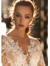 Long Sleeves Beaded Ivory Lace Tulle Sparkly Wedding Dress